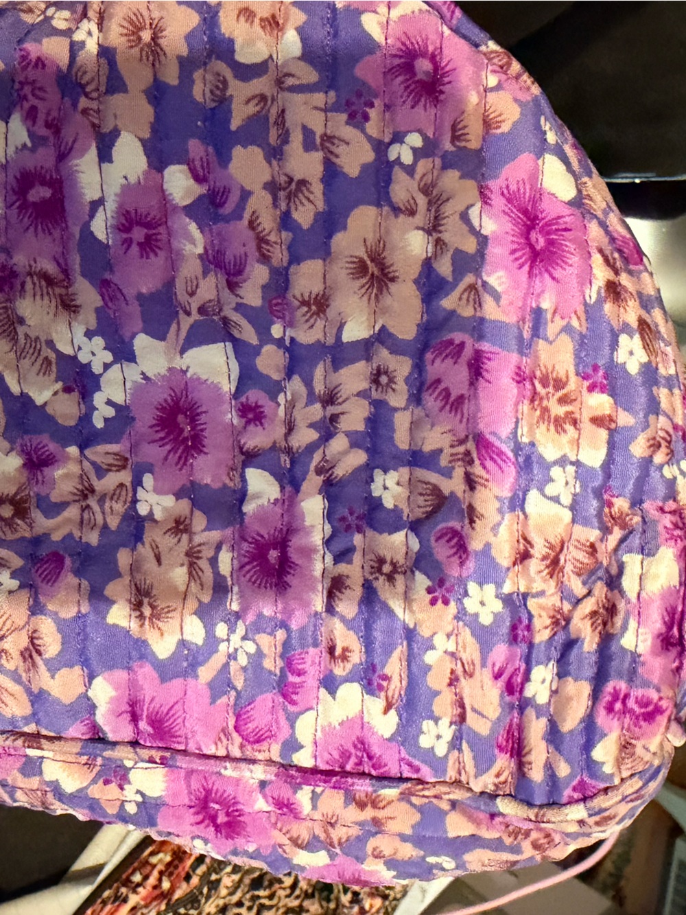 Karma Highway Floral Purple Pleated Zip Cosmetic Pouch one of a kind